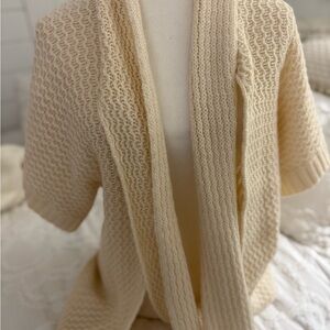 August Silk Cream Open-Front Cardigan